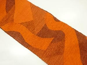 リサイクル　手織り真綿紬幾何学模様織り出し名古屋帯